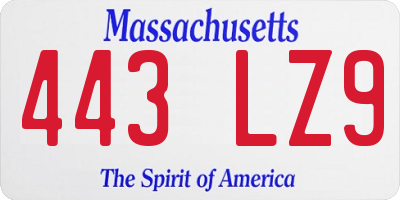 MA license plate 443LZ9