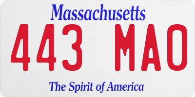MA license plate 443MA0