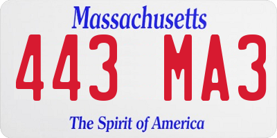 MA license plate 443MA3