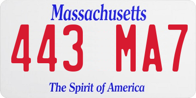 MA license plate 443MA7