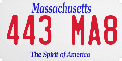 MA license plate 443MA8