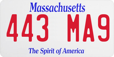MA license plate 443MA9