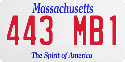 MA license plate 443MB1