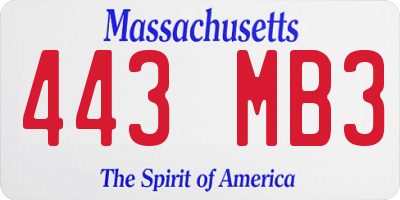 MA license plate 443MB3