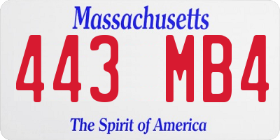 MA license plate 443MB4