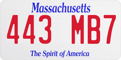 MA license plate 443MB7