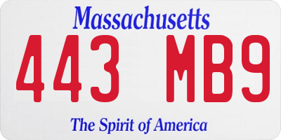 MA license plate 443MB9