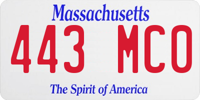 MA license plate 443MC0