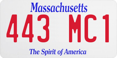 MA license plate 443MC1