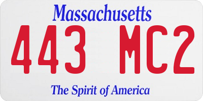 MA license plate 443MC2