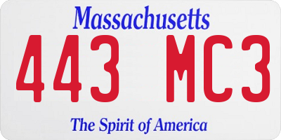 MA license plate 443MC3