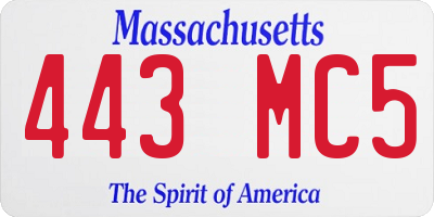 MA license plate 443MC5