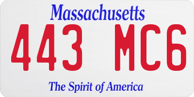 MA license plate 443MC6