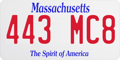 MA license plate 443MC8