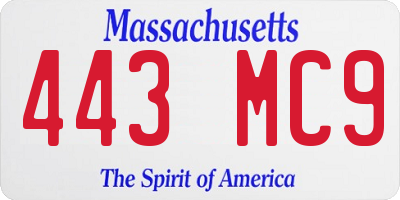 MA license plate 443MC9
