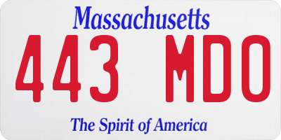 MA license plate 443MD0