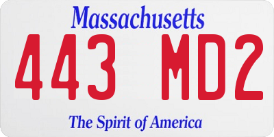 MA license plate 443MD2