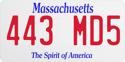 MA license plate 443MD5