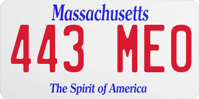 MA license plate 443ME0