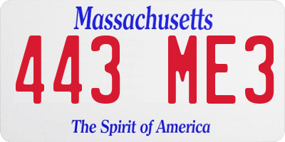 MA license plate 443ME3