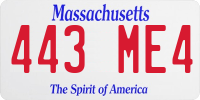 MA license plate 443ME4