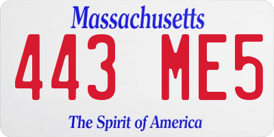 MA license plate 443ME5
