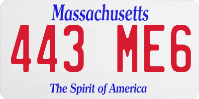 MA license plate 443ME6