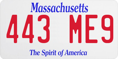 MA license plate 443ME9