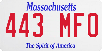 MA license plate 443MF0