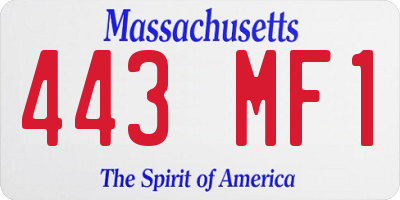 MA license plate 443MF1