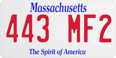 MA license plate 443MF2