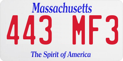 MA license plate 443MF3