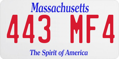MA license plate 443MF4