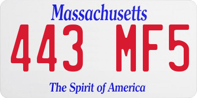 MA license plate 443MF5