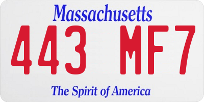 MA license plate 443MF7