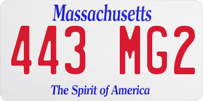 MA license plate 443MG2