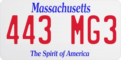 MA license plate 443MG3
