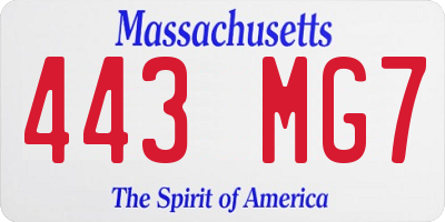 MA license plate 443MG7