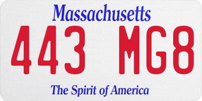 MA license plate 443MG8