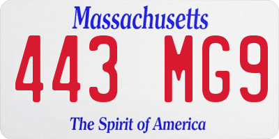 MA license plate 443MG9