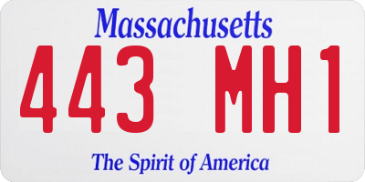 MA license plate 443MH1