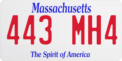 MA license plate 443MH4
