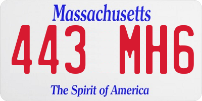 MA license plate 443MH6