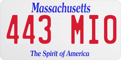 MA license plate 443MI0