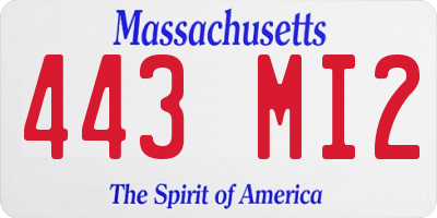 MA license plate 443MI2