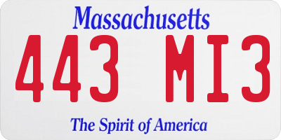 MA license plate 443MI3