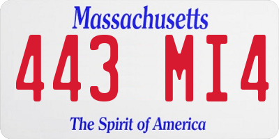 MA license plate 443MI4