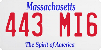 MA license plate 443MI6