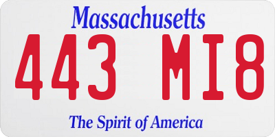 MA license plate 443MI8