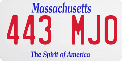 MA license plate 443MJ0